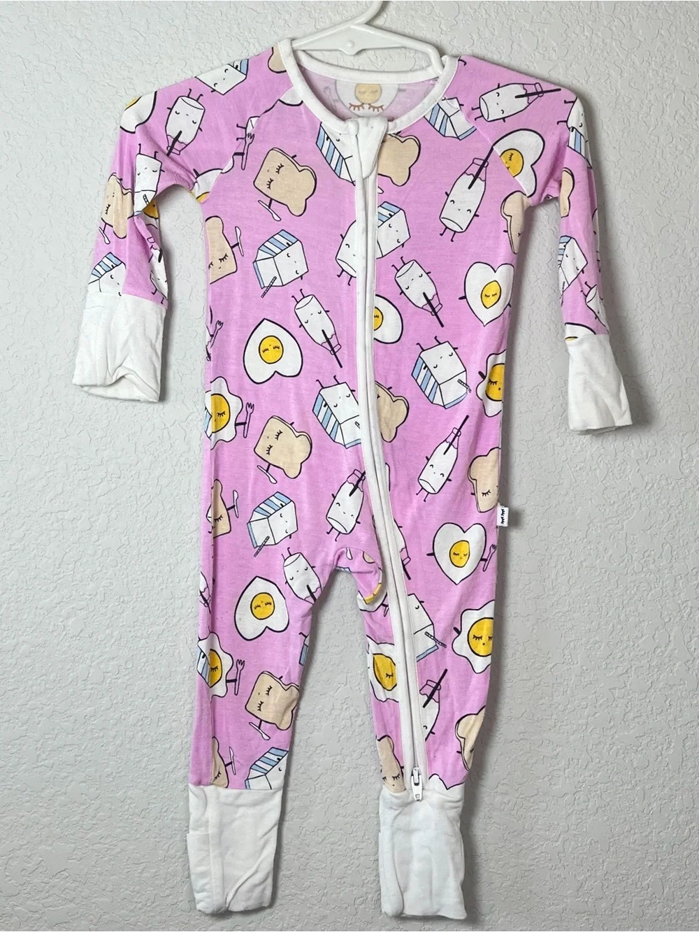 Little Sleepies Pink Breakfast Print One-Piece Bamboo Pajama